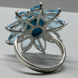 Ballerina Ring, Oval Turquoise with pear shapes gemstones