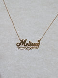 14k Gold Name Necklace with adjustable cable link chain, 16-18"
